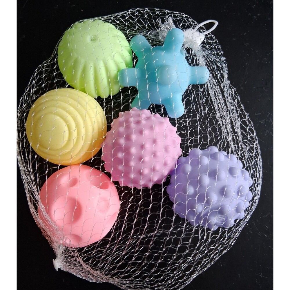 374 6 Sensory Balls for Babies and Toddlers Squeaky Fidget Toys Plastic